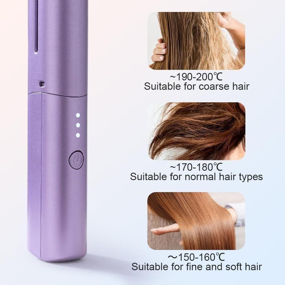 Portable Mini Hair Straightener Cordless Rechargeable Mini Adjustable Hair Straightener