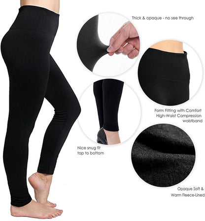 Women's winter fleece leggings (Black)