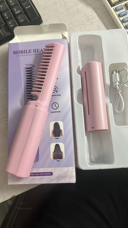 Portable Mini Hair Straightener Cordless Rechargeable Mini Adjustable Hair Straightener