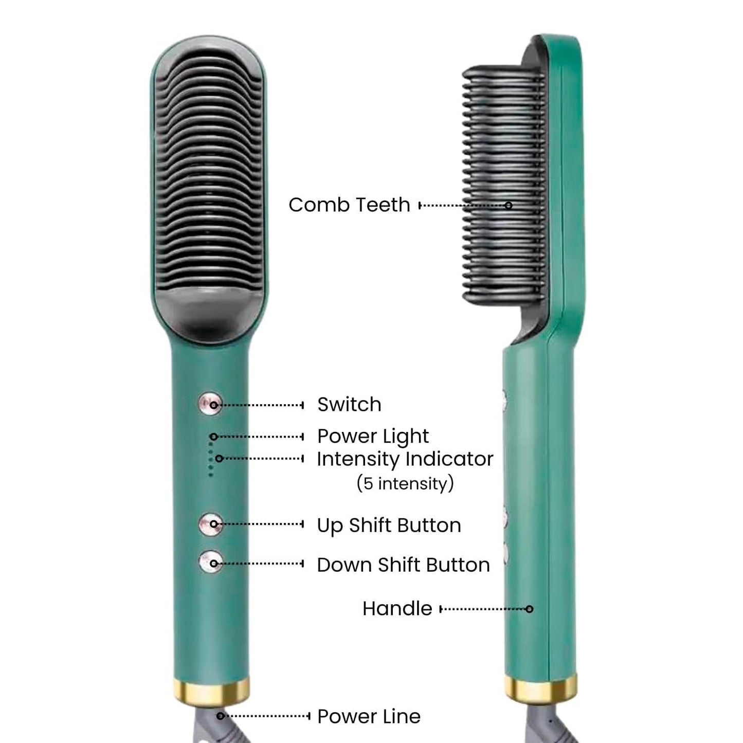 Professional Hair Straightener Tourmaline Ceramic Hair Curler Brush Hair Comb (GREEN)