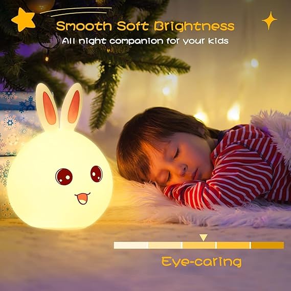 Silicone Cute Little Rabbit LED Table Lamp – A Charming Nightlight for Kids &amp; Perfect Gift for Women