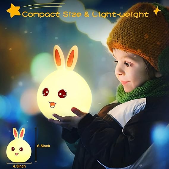 Silicone Cute Little Rabbit LED Table Lamp – A Charming Nightlight for Kids &amp; Perfect Gift for Women